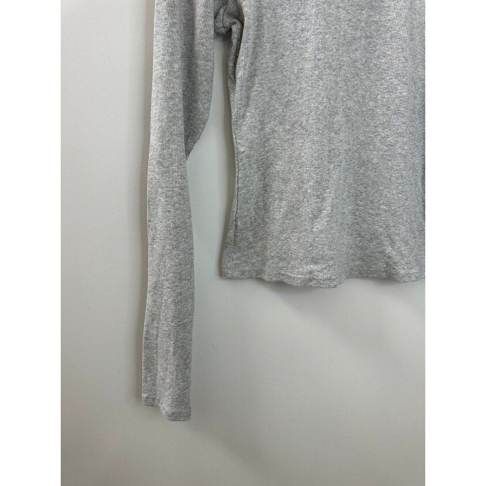 SKIMS Ribbed Cotton Blend Crew Neck Long Sleeve Large Top Light Heather Gray - Picture 5 of 12